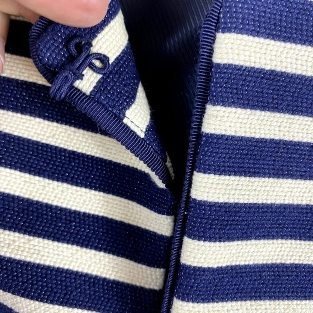 2/$30 NWT Banana Republic Blazer Sz 2 Blue Cream Cotton Blend Office‎ Work